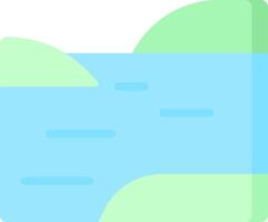 A flat icon of a river with a green and blue background vector