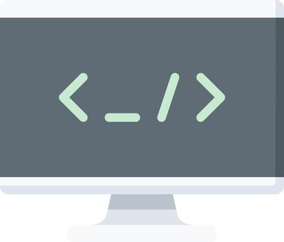 A computer monitor with the code symbol on it vector