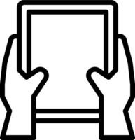 Hands holding a tablet computer icon vector