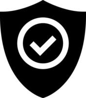 A black and white shield with a check mark on it vector