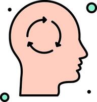 A person's head with a circular arrow in the middle vector