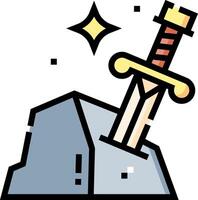 A sword is sticking out of a rock vector