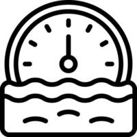 A black and white illustration of a clock on a beach vector