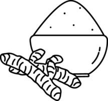 A bowl of tumeric and a spoon vector
