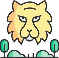 A lion head icon with trees and bushes vector