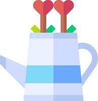 A watering can with two hearts in it vector