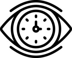 A black and white image of a clock and eye vector