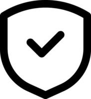 A black and white shield with a tick mark vector