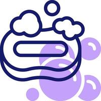 A purple and white outline of a donut with bubbles vector