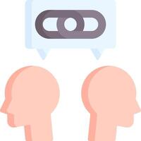Two heads with a speech bubble and a link vector