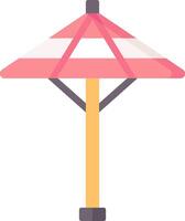 An umbrella with a pink and white striped canopy vector