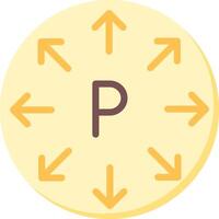 A yellow circle with arrows pointing in different directions vector