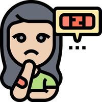 A woman with a bandage on her arm and a speech bubble above her head vector