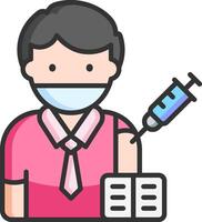 A man with a mask and a syringe vector