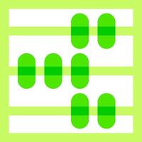 A green square with four circles on it vector