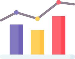 An icon of a bar chart with a graph vector