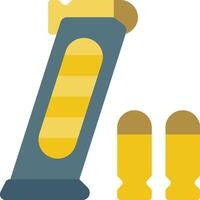 A gun and two bullets are shown in a flat style vector