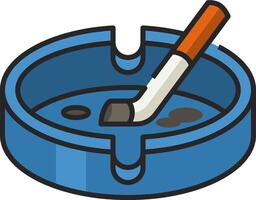 A blue ashtray with a cigarette in it vector