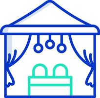 A tent with curtains and a bed inside vector
