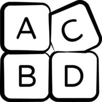 A black and white image of four blocks with the letters abc vector