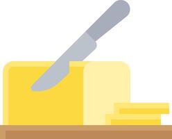 A knife and a piece of cheese on a table vector