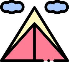 A pink tent with clouds in the background vector