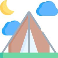 A tent with a moon and clouds in the sky vector