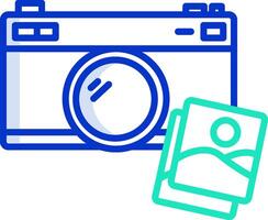 A camera and a photo are shown next to each other vector