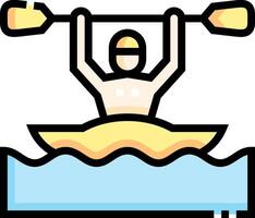 A man in a kayak is holding a paddle vector