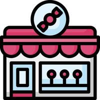 A candy store icon with a sign on it vector