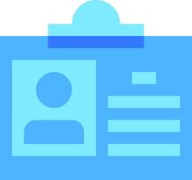 A blue clipboard icon with a person's name and a blue clip vector