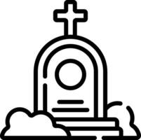 A black and white outline of a grave with a cross on top vector