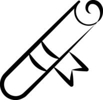 A black and white drawing of a scroll vector