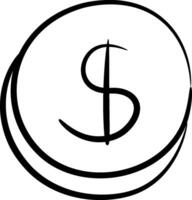 A dollar sign in a circle with a black outline vector