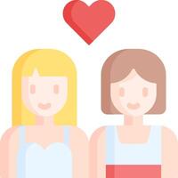 Two women are standing next to each other with a heart above them vector