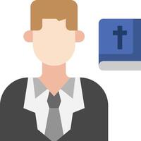 A man in a suit and tie is next to a bible vector