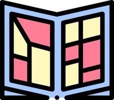 A book with a window and a window frame vector