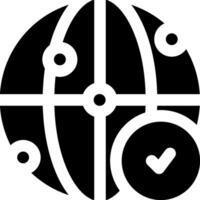 A globe with a tick mark on it vector