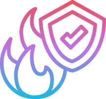 A fire and shield icon with a check mark vector