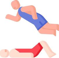 Two people are doing different exercises on a white background vector