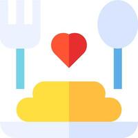 A plate with fork and spoon, and a heart vector