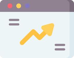 A flat icon of a graph with an arrow going up vector
