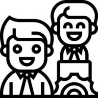 Two people are sitting on a chair with a clock vector