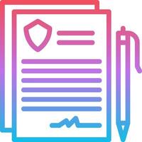 A pen and paper with a document and a shield vector