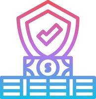 A shield with a check mark on top of a stack of money vector