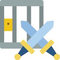 A jail cell with two swords and a key vector