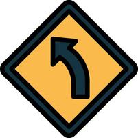 A yellow and black road sign with an arrow pointing left vector