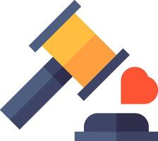 A judge's gavel and a heart vector