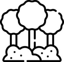 A line drawing of trees and clouds vector
