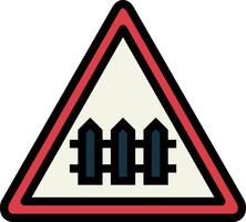 A triangle sign with three black and white fences vector